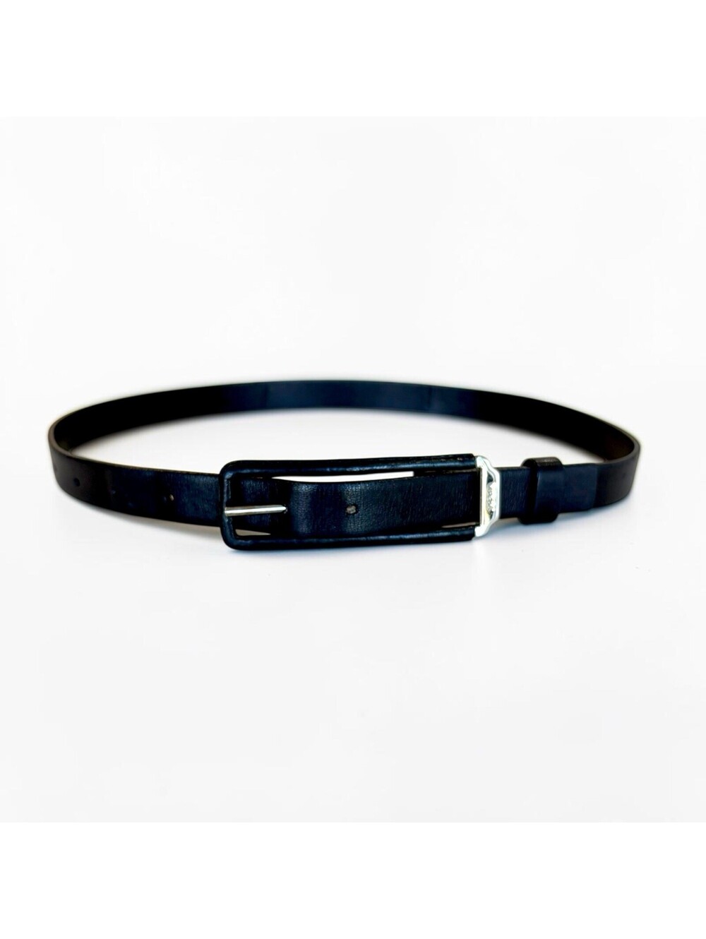 Prada Vintage Black Leather Wrapped-Buckle Belt US Small (26.5" to Center Hole) - Picture 2 of 5
